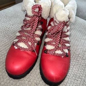 Red and White Snow Boots